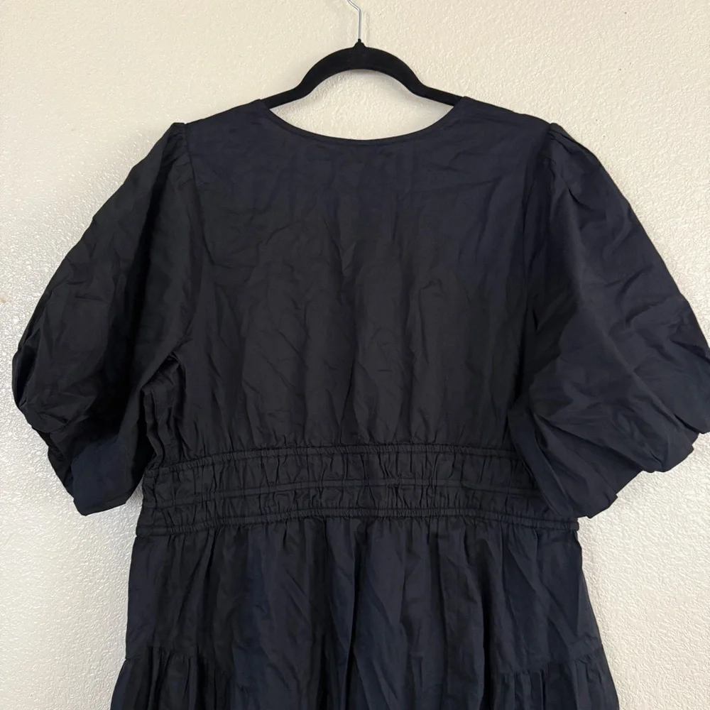 Old‎ Navy Waist Defined Puff Sleeve Midi Dress Black New Sz XL - Picture 10 of 11